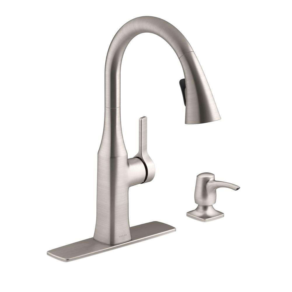 Kohler Rubicon Single-Handle Pull-Down Sprayer Kitchen Faucet in Vibrant Stainle