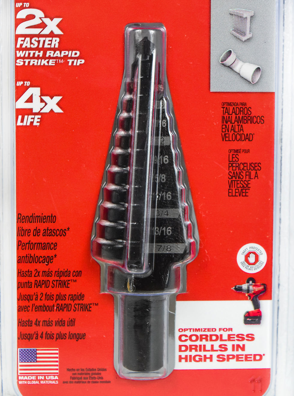 Thumbnail: Milwaukee 48-89-9204 - #4 Black Oxide Fractional Step Drill Bit