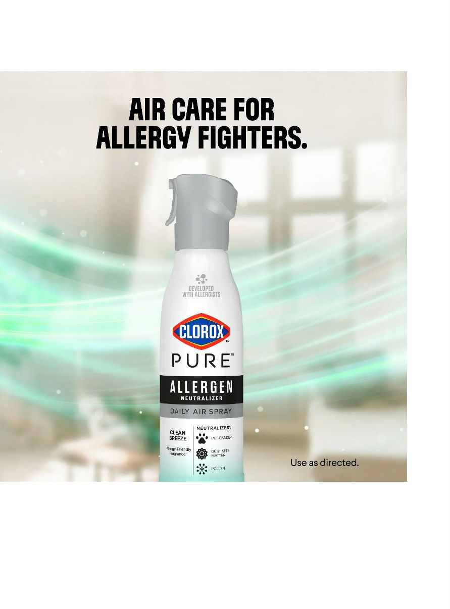 Thumbnail: Clorox PURE Allergen Neutralizer Daily Air Spray, Clean Breeze, 8 Ounces