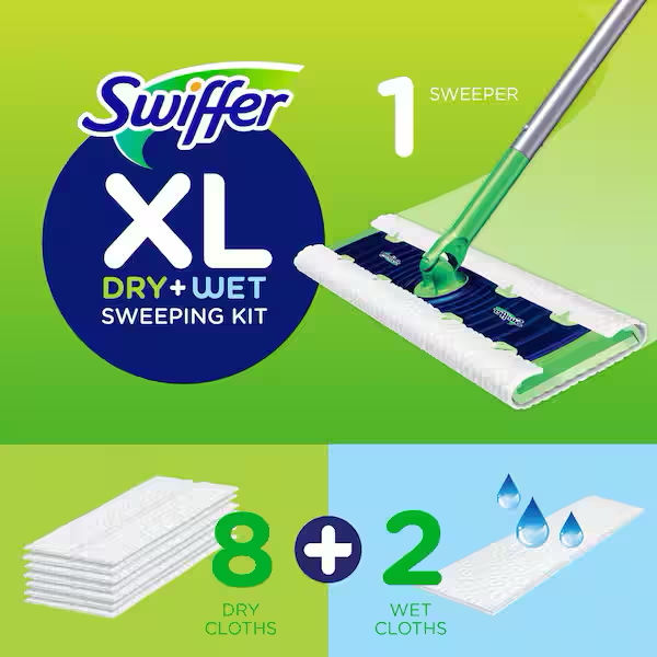 Thumbnail: Swiffer Sweeper XL Kit with Dry & Wet Refills, Unscented, 1 Handle 