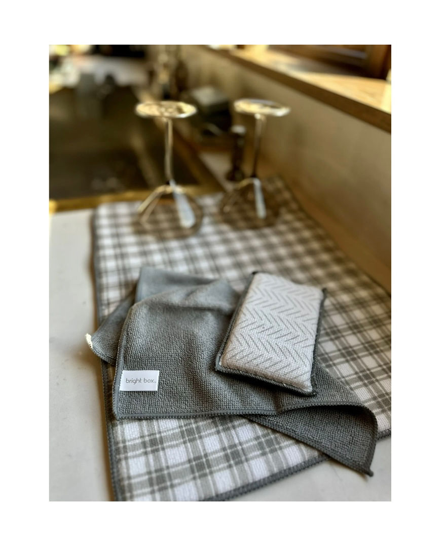 Thumbnail: Bright Box Household Cleaning Cloths, Gray Nylon, 12 Count