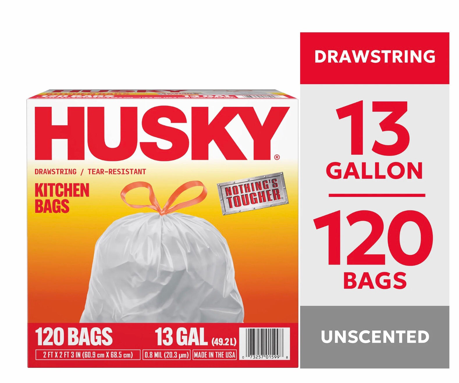 Husky 13 Gallon Tall Kitchen Drawstring Bags, 120 Bags