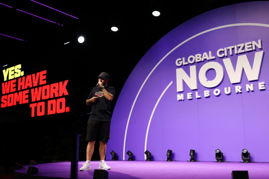 Rapper Nooky performing on stage at Global Citizen 