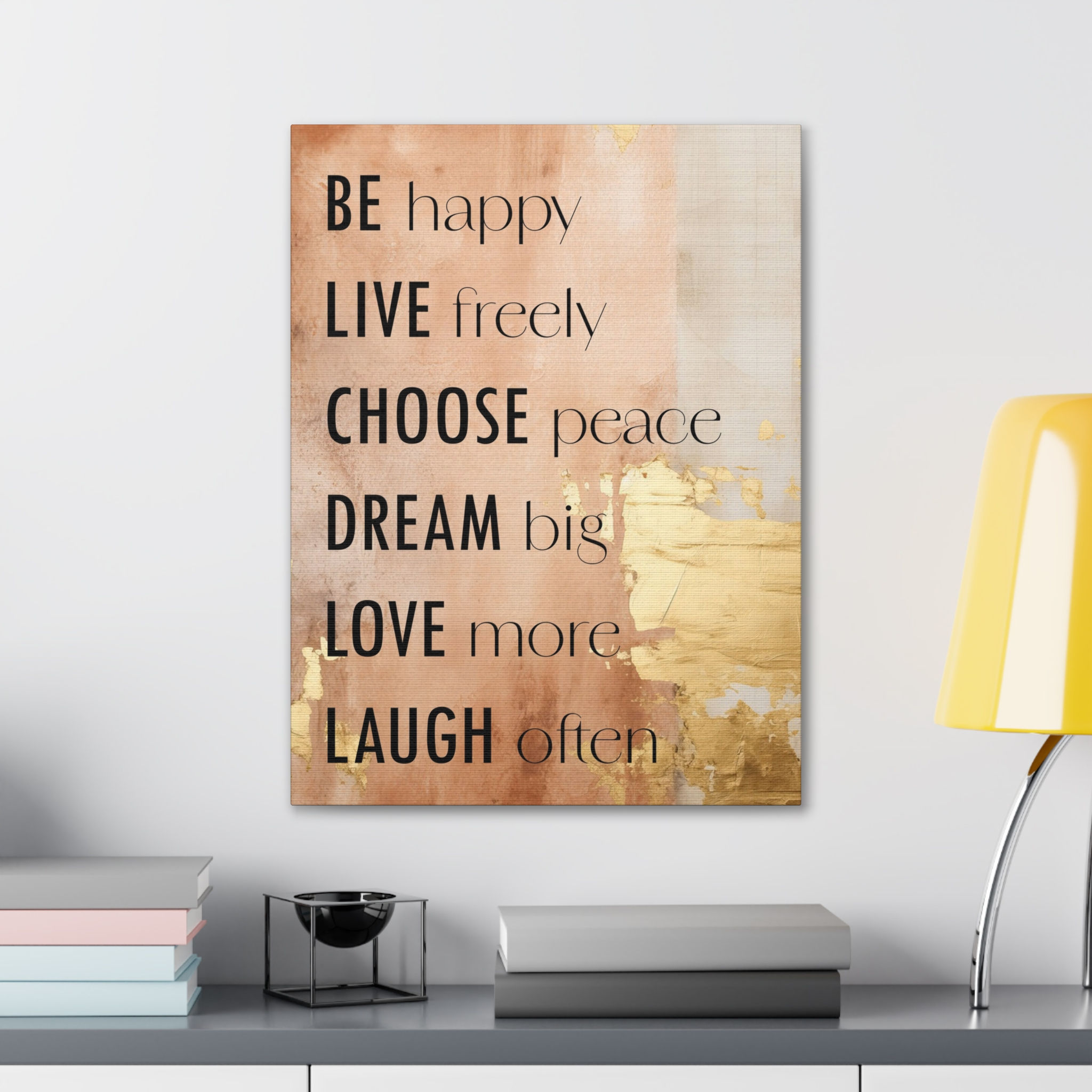 BE HAPPY Affirmation Wall Art Canvas