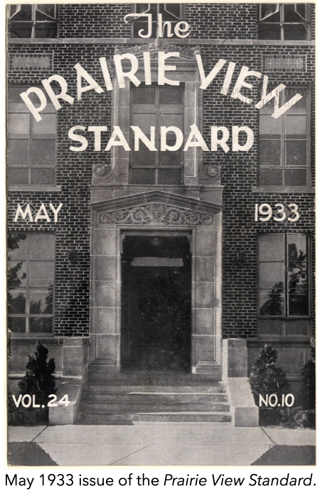 May 1933 issue of the Prairie View Standard.
