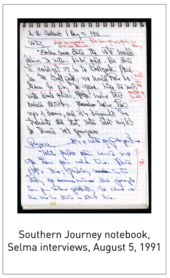 Southern Journey notebook, Selma interviews, August 5, 1991