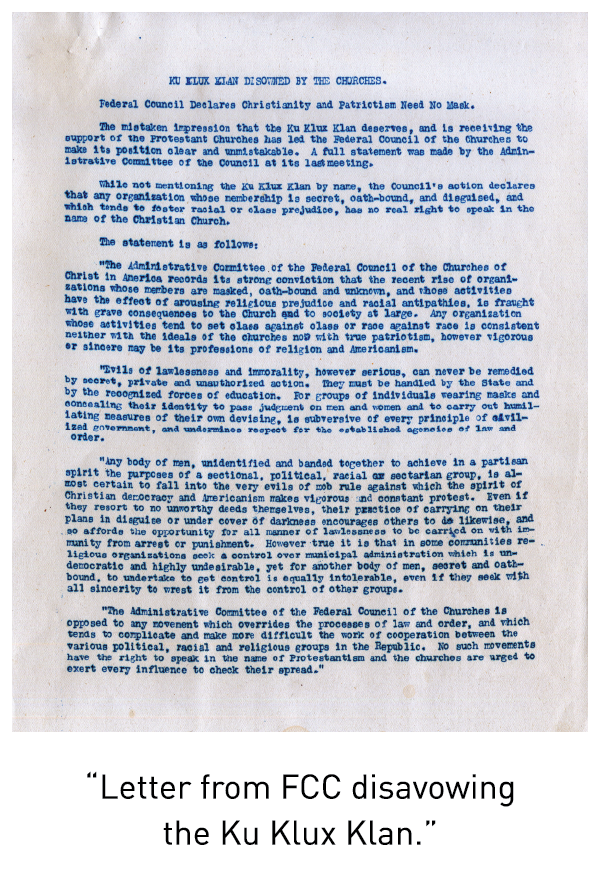 “Letter from FCC disavowing the Ku Klux Klan.”
