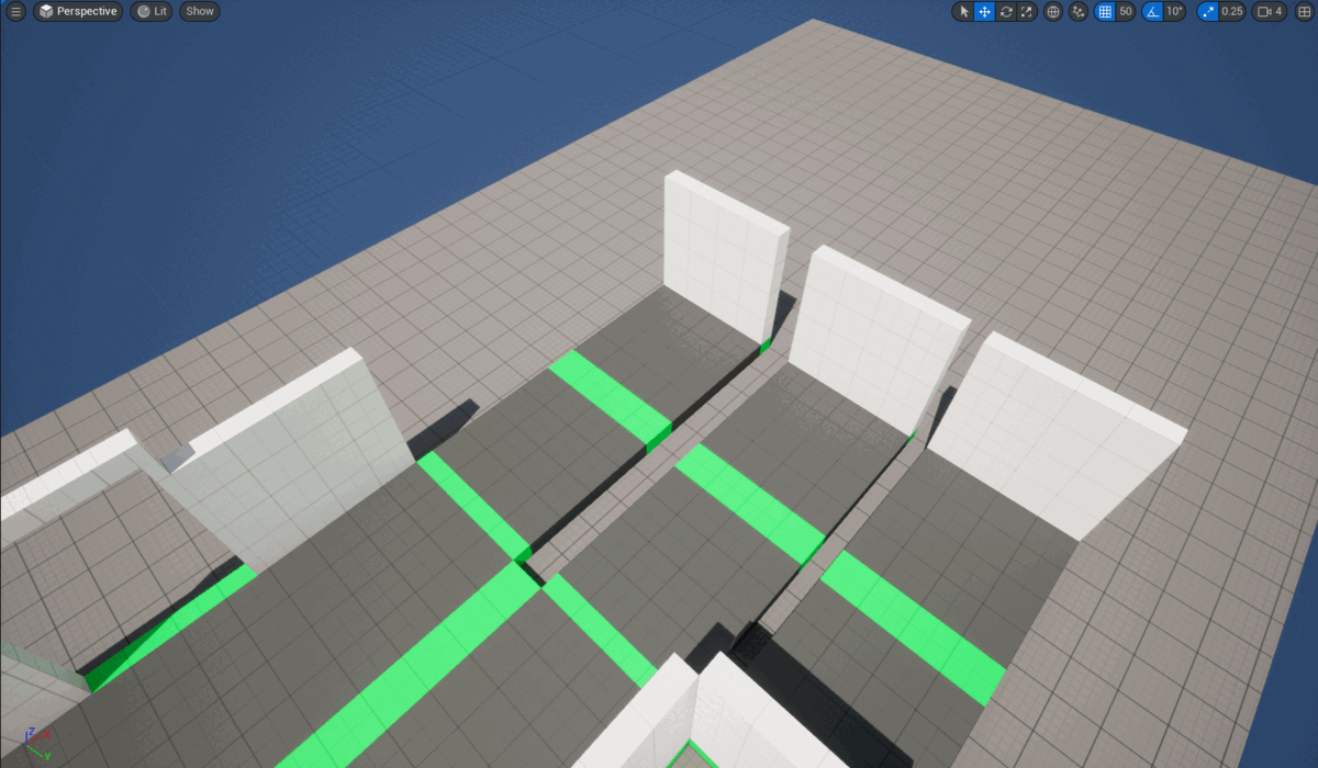 Corner of hallway with modular kit