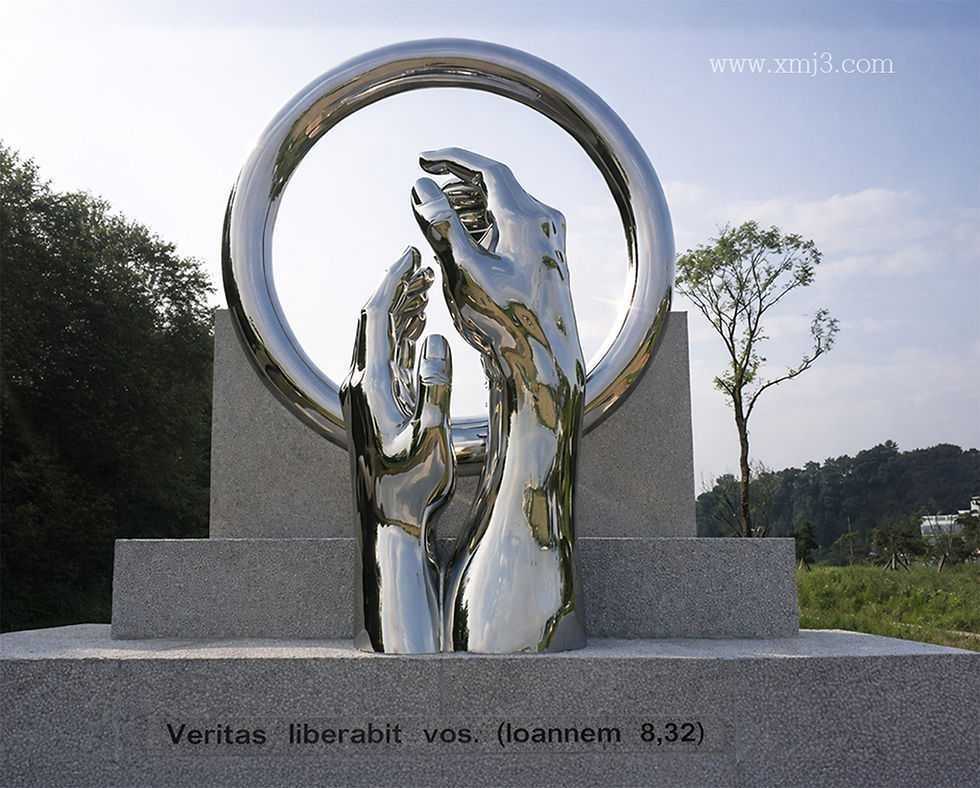 Mirror-polished forged stainless steel public art sculpture