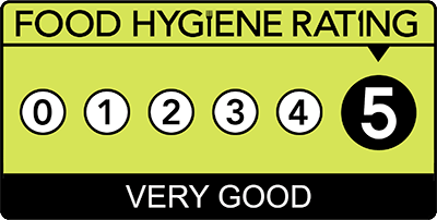 Official food hygiene rating of five logo