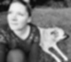 Girl with her dog. Black and white photo. Overthinking loop