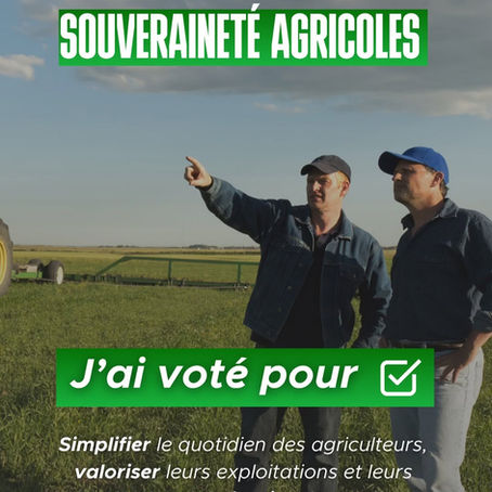 Mon vote en faveur du projet de loi d'urgence pour la protection et la souveraineté agricoles
