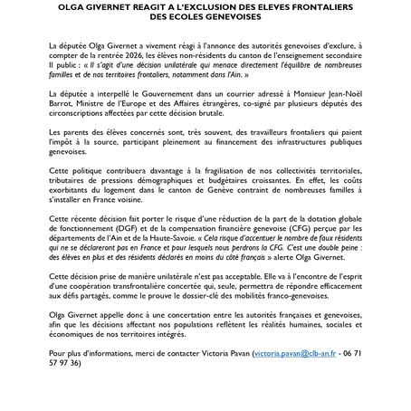 Exclusion des élèves frontaliers des écoles genevoises