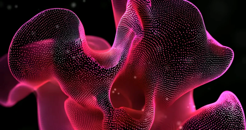 Flow + Focus Method abstract digital wave design in pink and black