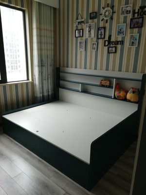 縮圖：(包送貨包安裝) 實木床架 气压高箱板式書架床 帶大儲物 (約21至25日送到) swb033