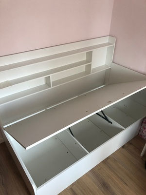 縮圖：(包送貨包安裝) 實木床架 气压高箱板式書架床 帶大儲物 (約21至25日送到) swb033