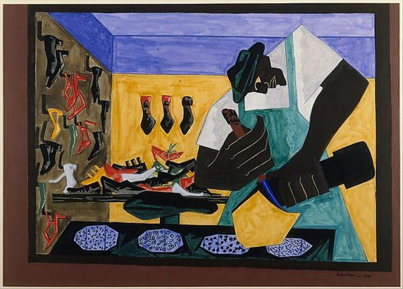 "The Shoemaker" (1945) by Jacob Lawrence