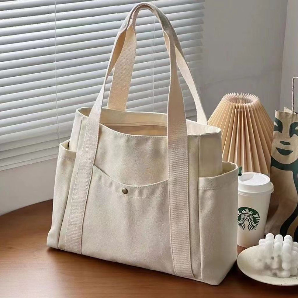 Thumbnail: Large Unisex Canvas Commuter Tote Bag with Zip & Pocket