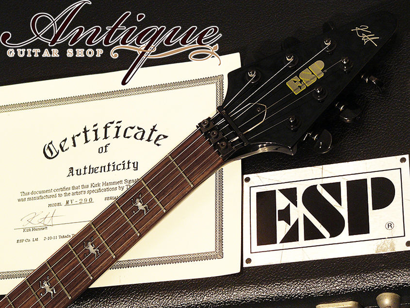 サムネイル： ESP Custom Shop MV-290 Kirk Hammett Signature Flying V Ebony Black 93年製