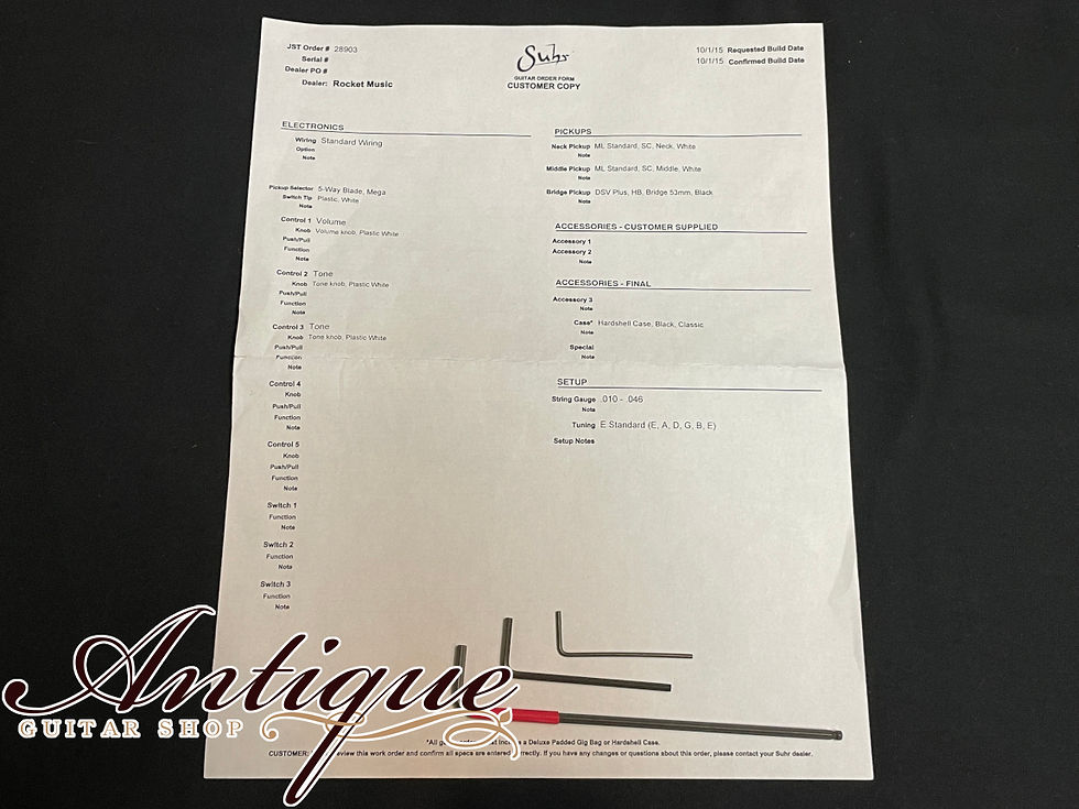 サムネイル： Suhr Custom Classic 2015 Black w/5A Roasted Birdseye Maple Neck & FB