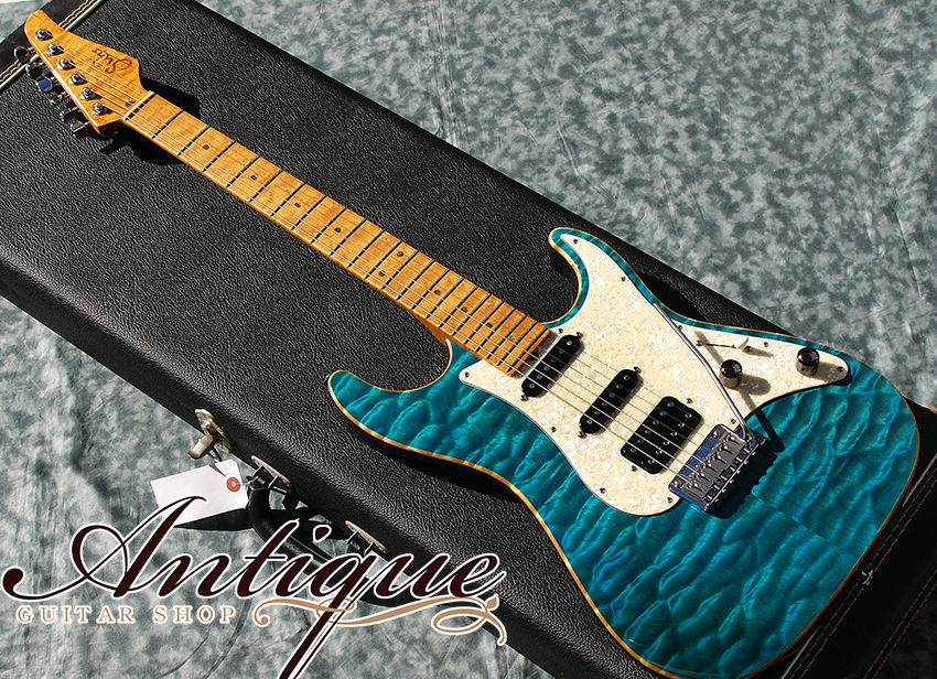 Suhr Standard Big Leaf Quilt Top Bahama Blue w/ Flame & Birdseye