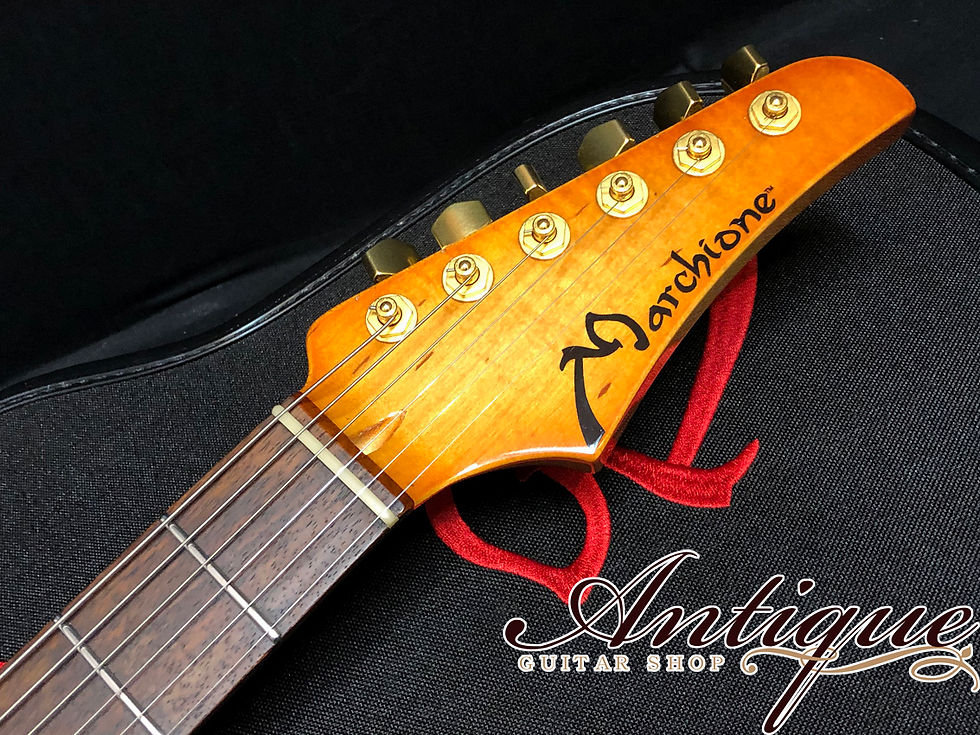 サムネイル： Marchione Vintage Tremolo ‘12年製 Amber Burst w/ Figured Maple Matching Head