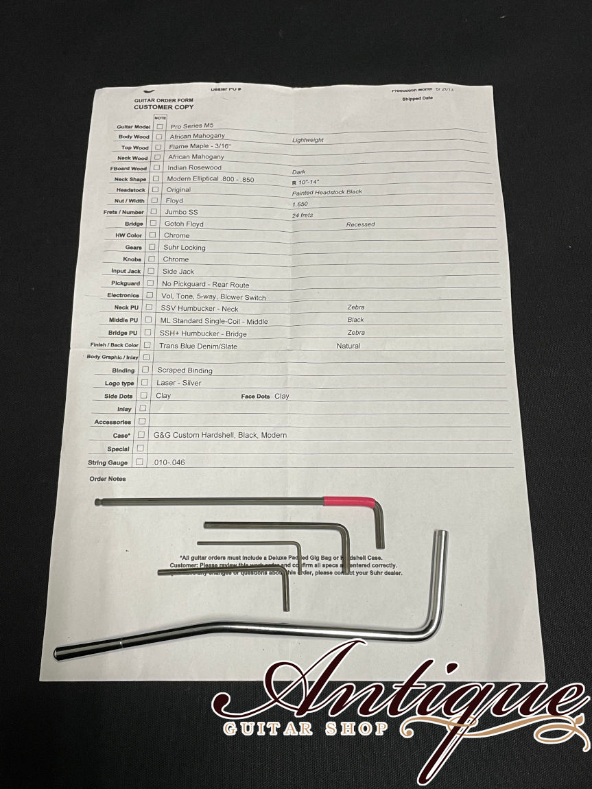 サムネイル： Suhr Modern Limited Edition Pro Series M5 2013 Trans Blue Denim Slate w/FRT