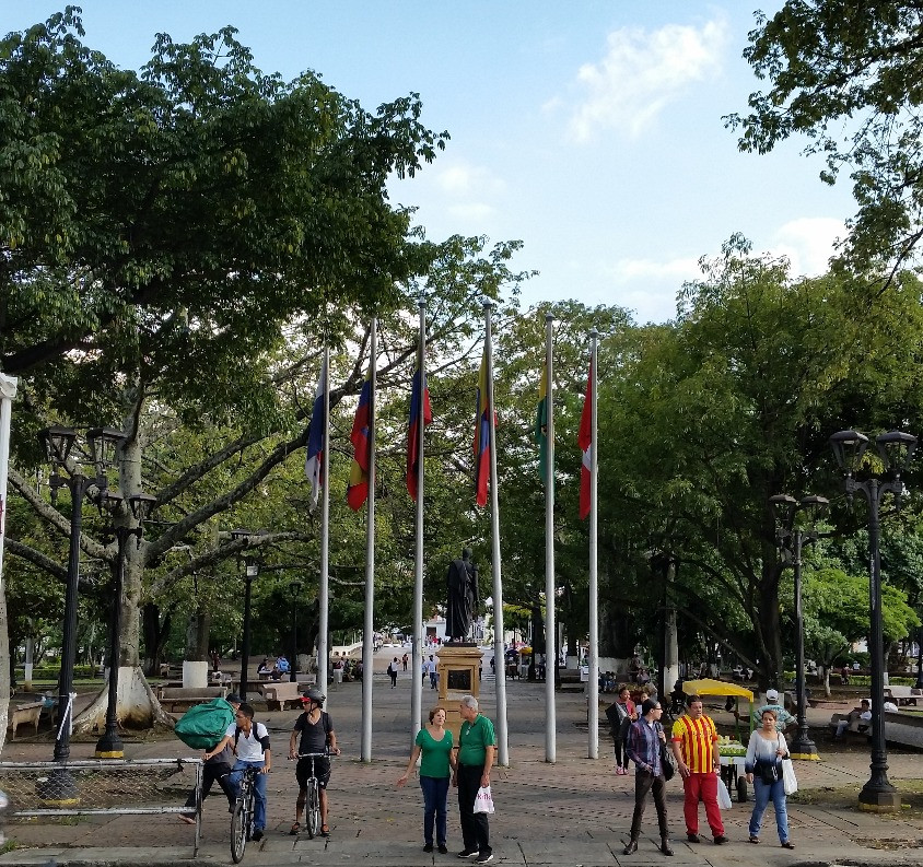 Plaza Simon Bolivar in the heart of Cali, Colombia.