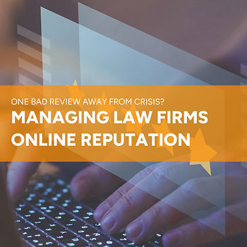 Typing on keyboard image with text overlay of Managing Law Firms Online Reputation