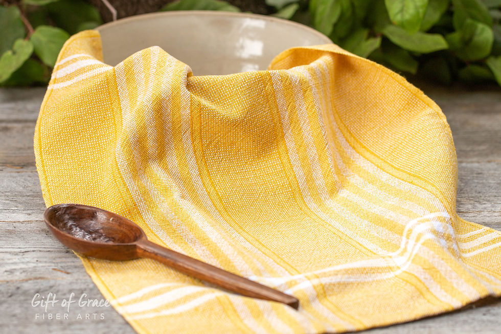 4 Handwoven Cotton/Linen Kitchen Towels-"Sunlight"