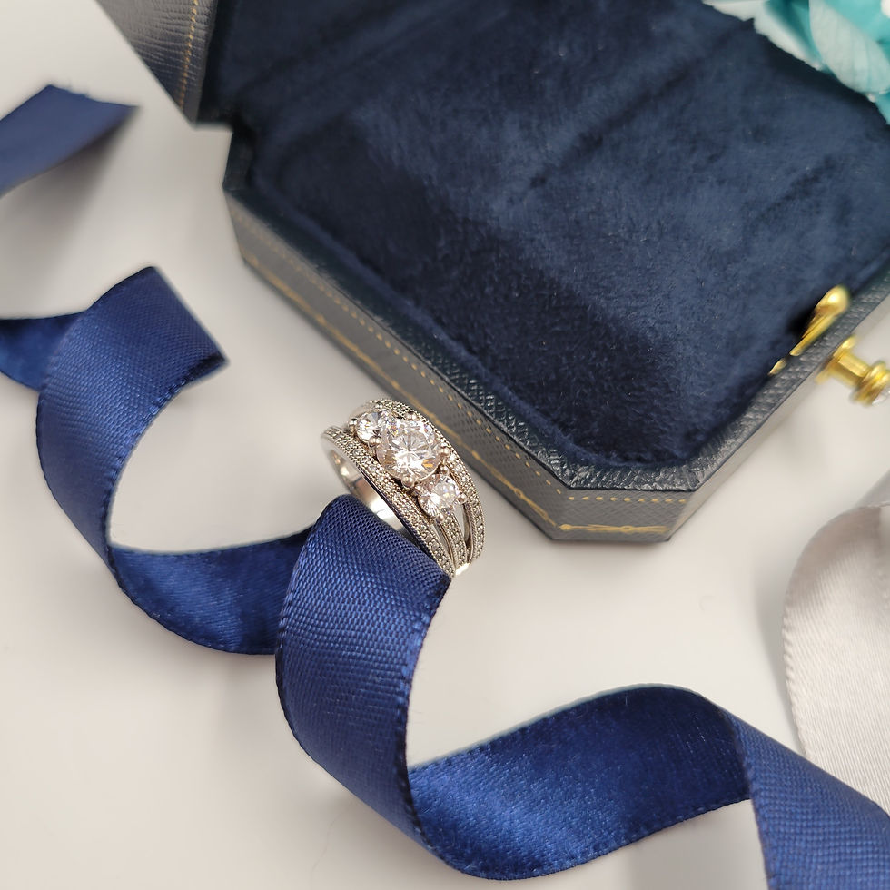 Thumbnail: MR241 - 1.2 Carat Round Cut Moissanite 3-stone Ring - 1.2卡圓形莫桑石三石戒指