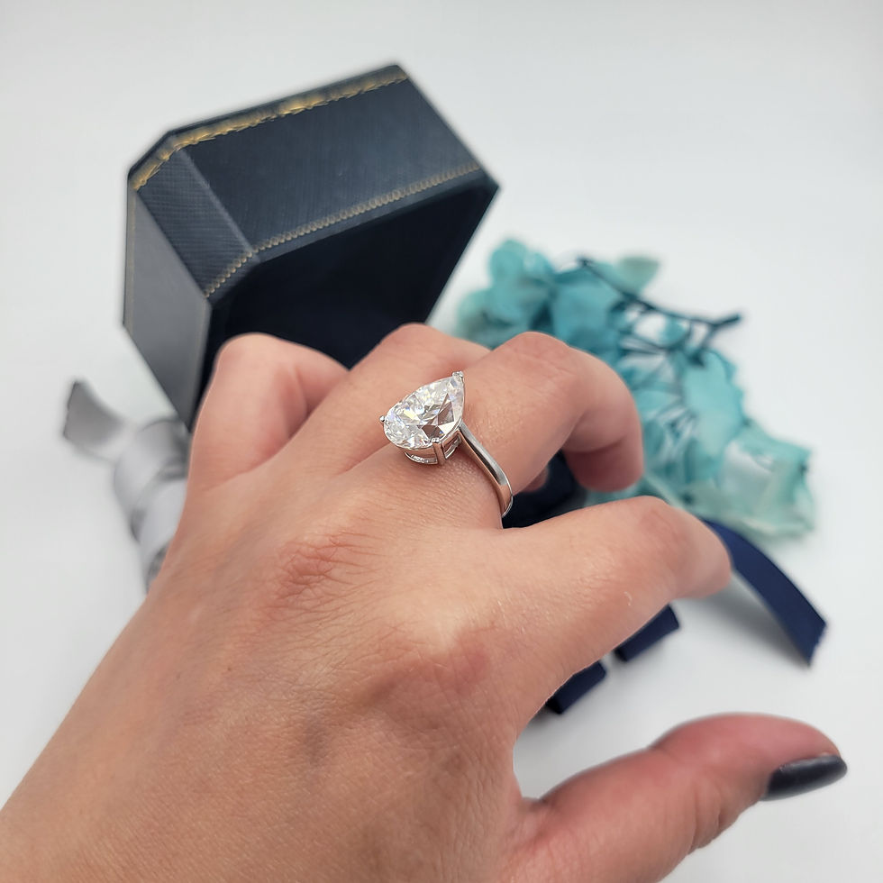 Thumbnail: MR17 -6 Carat Pear Cut Moissanite Solitaire - 6卡梨形莫桑石戒指