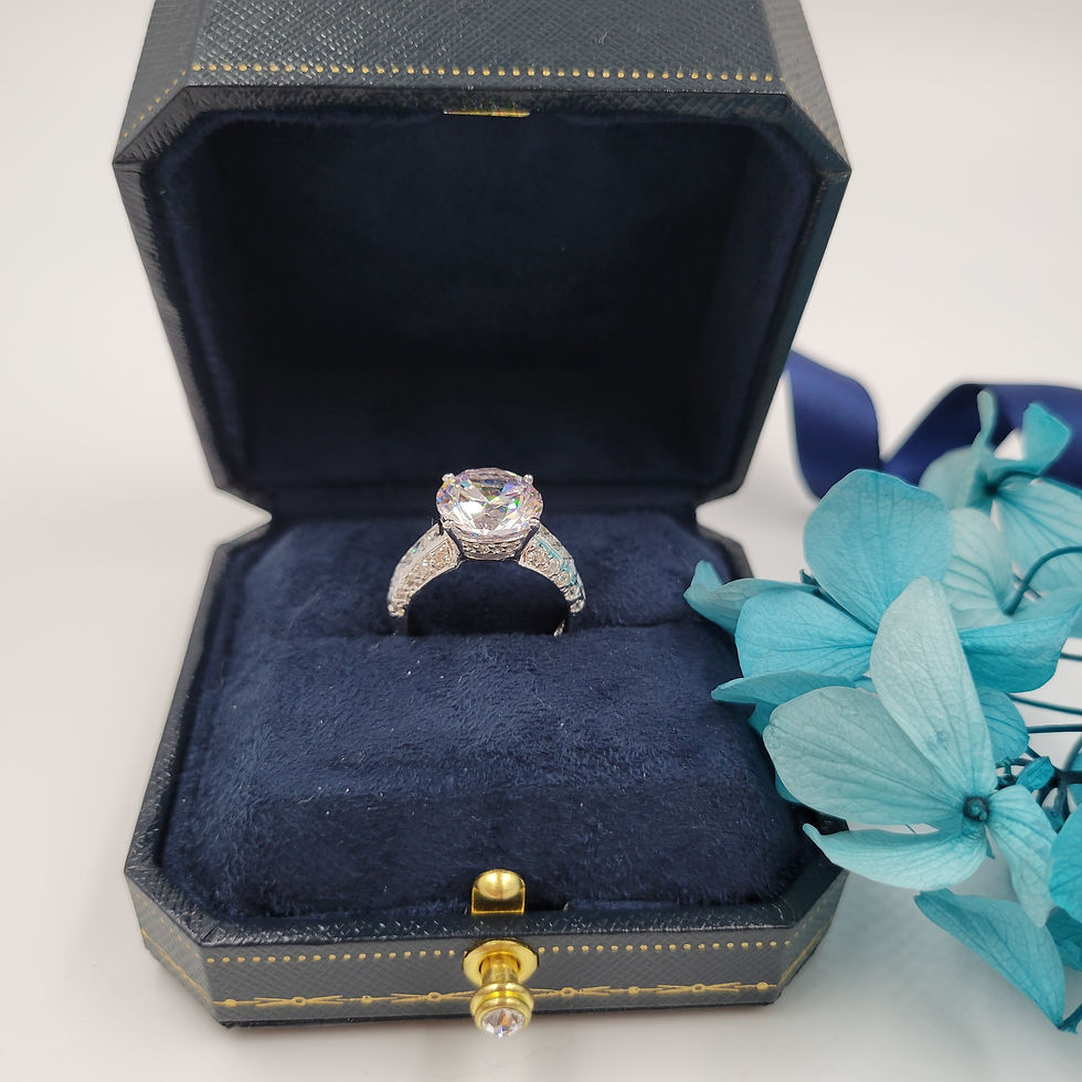 Thumbnail: MR224 - 5 Carat Round Cut Moissanite 3-side Pave Ring - 5卡圓形莫桑石三邊伴碎鑽戒