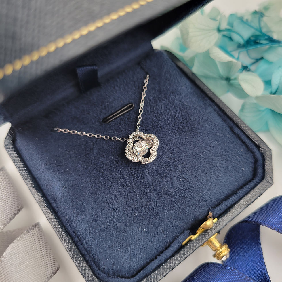 MN27 - 0.5 Carat Round Cut Moissanite Clover Necklace - 0.5卡圓形莫桑石四葉草懸浮挑動頸鏈