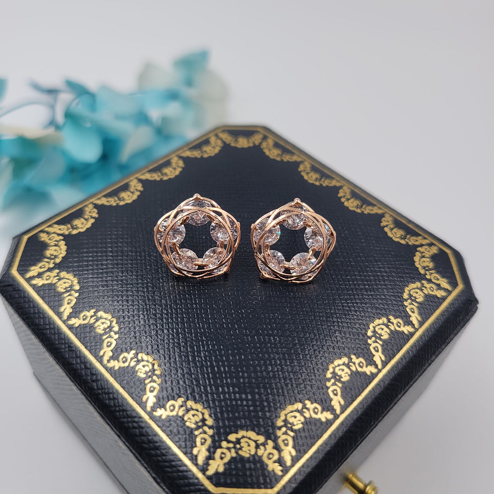 Thumbnail: ME517 - Rose gold 5-stone Moissanite earrings - 玫瑰金五莫桑石耳環