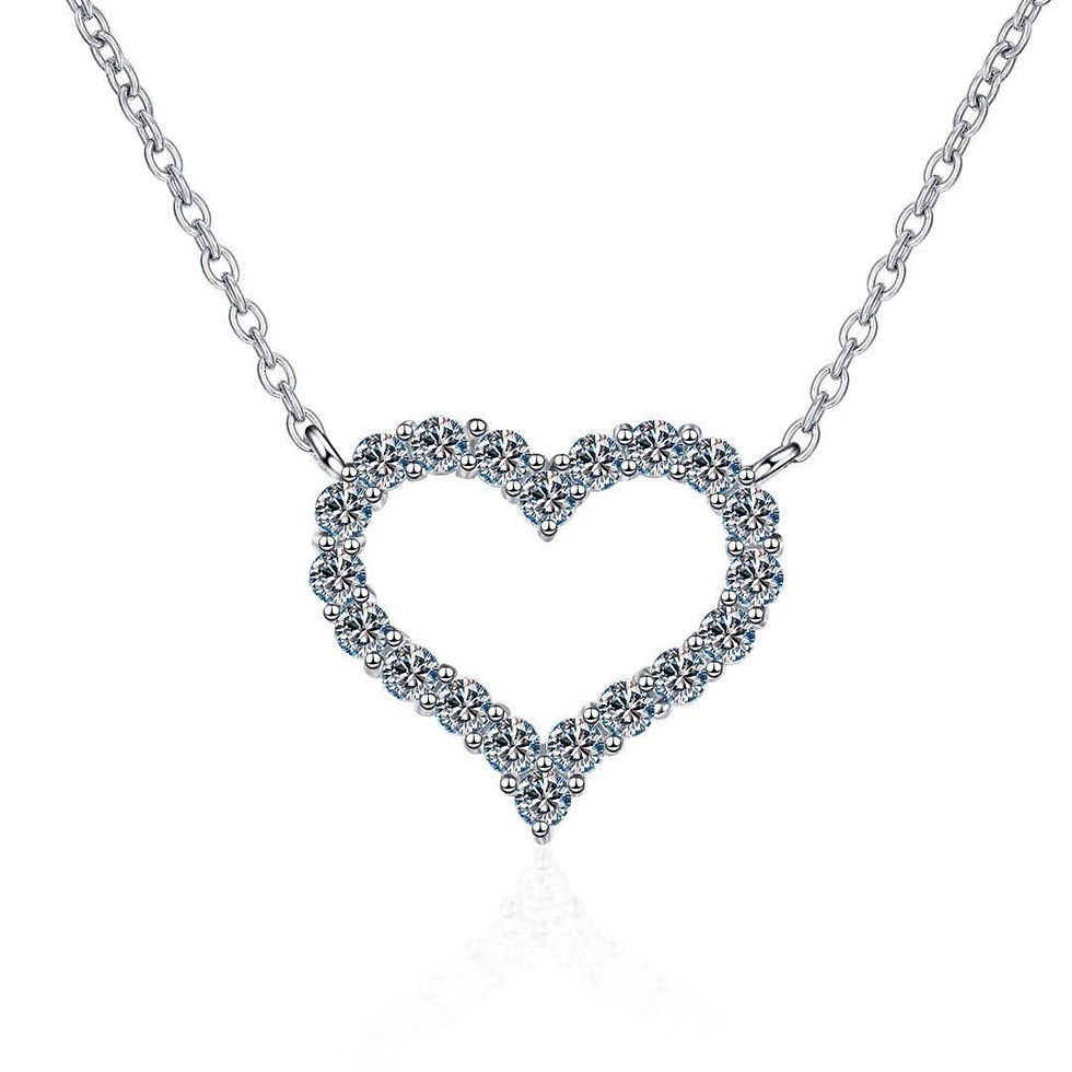 MN44 - Moissanite heart shape pendant with necklace - 莫桑石心型吊墜連頸鏈