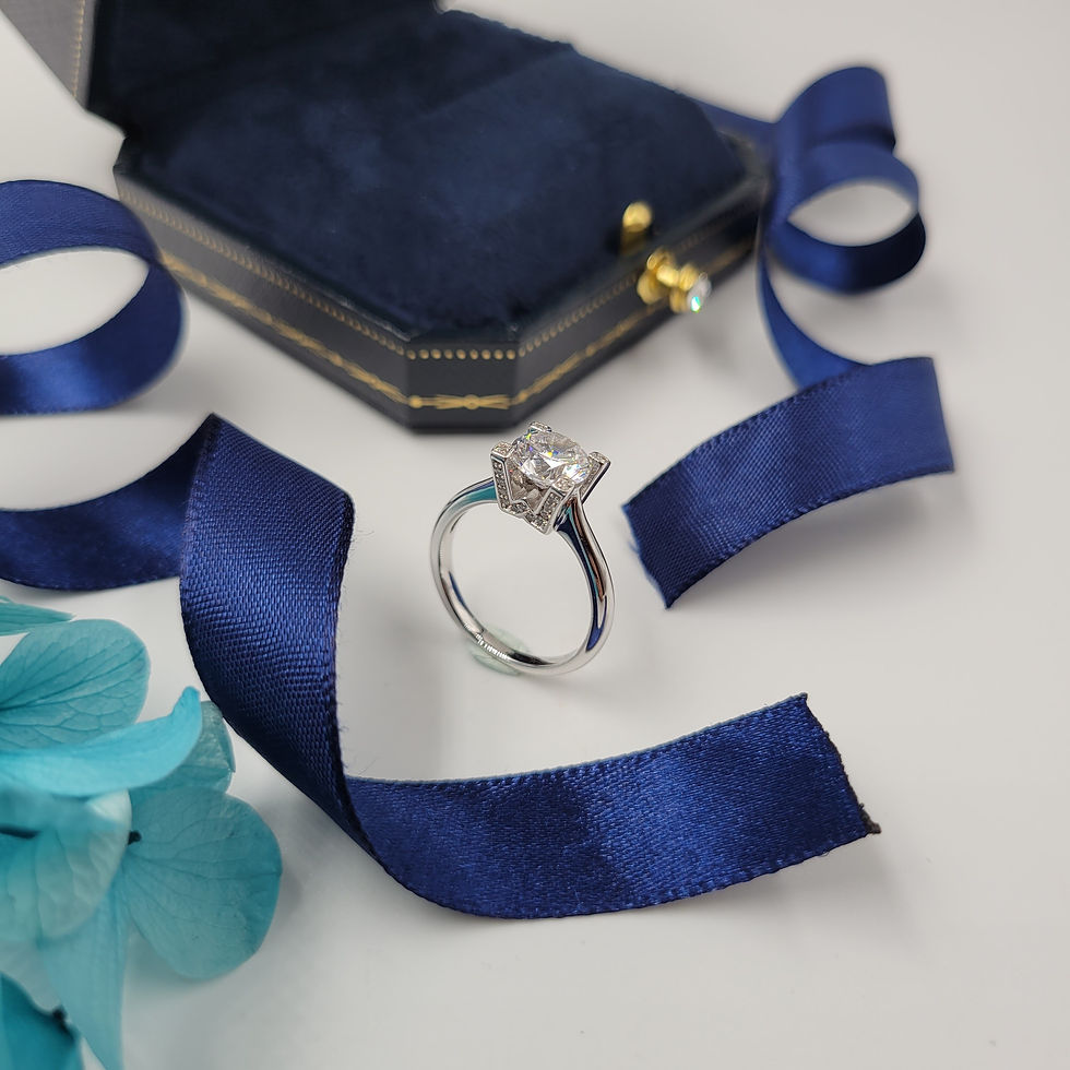 Thumbnail: MR80 - 2 Carat Round Cut "W" Moissanite Ring - 2卡圓形"W"莫桑石戒指