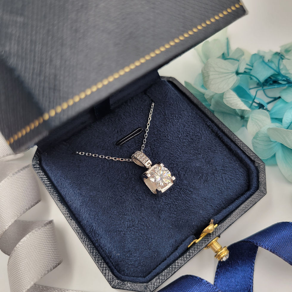 MN21 -2 Carat Round Cut Horn Setting Moissanite Pendant With Chain-2卡圓形牛角托莫桑石頸鏈