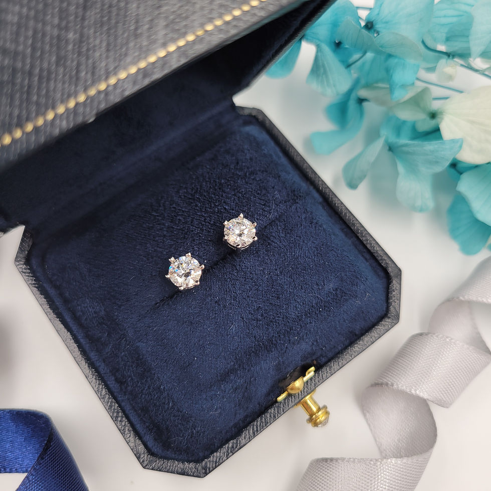 ME10 - 2 carat Round Cut 6-prong Moissanite Stud Earrings -2卡六爪莫桑石耳釘