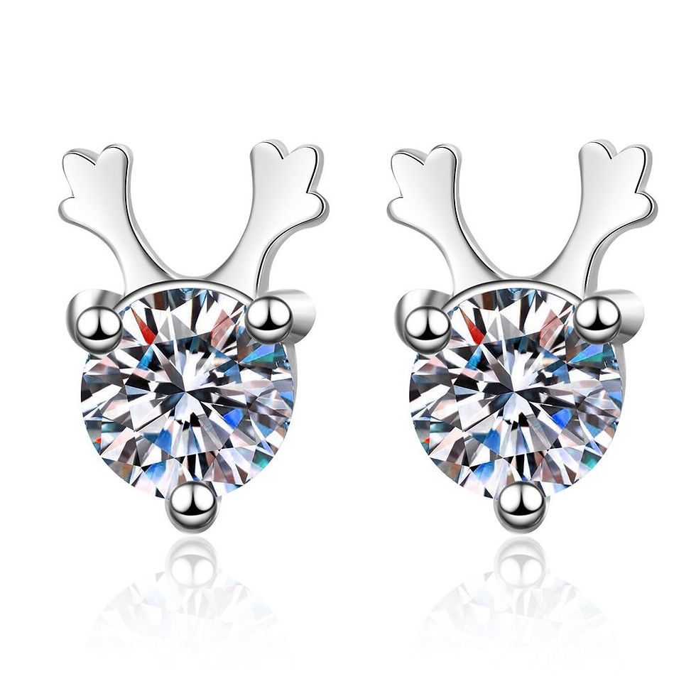 ME12 - 2 Carat Moissanite Reindeer Stud Earrings - 2卡小鹿造型莫桑石耳釘