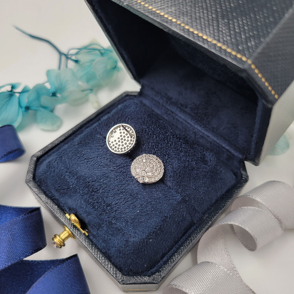 Thumbnail: ME77 - Cubic Zirconia Round-shaped Stud Earrings - 鋯石圓形耳釘