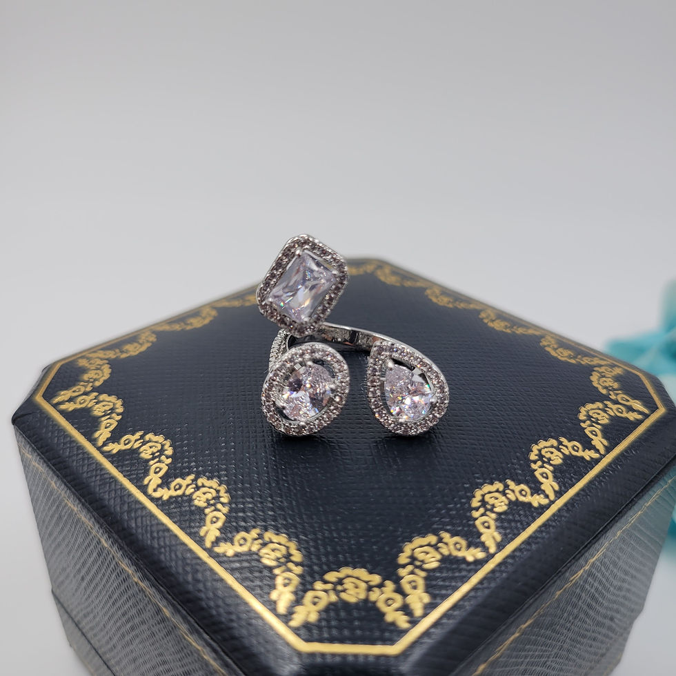 Thumbnail: MR237 - Unstructured Fancy Shape Moissanite Halo Pave Ring - 不規則異形莫桑石伴碎鑽戒