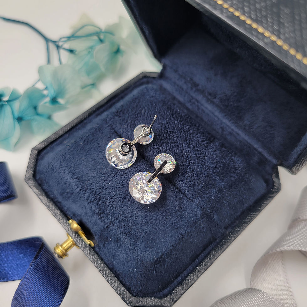 Thumbnail: ME64 - Double-stone Crystal Earrings - 雙石水晶耳環