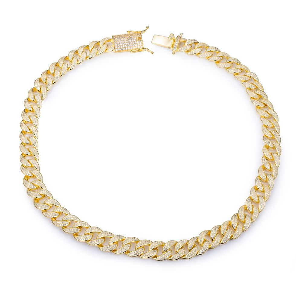 Thumbnail: MN45 -Silver 925 Cuban Moissanite chain necklace - 古巴莫桑石￼純銀￼頸鏈￼