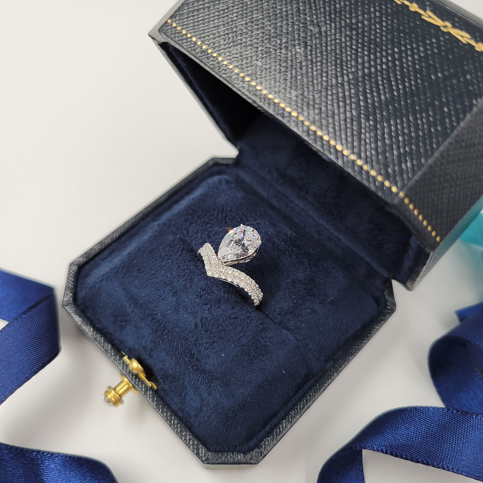 Thumbnail: MR18 -  2 Carat Pear Cut Double V Shape Band Ring - 2卡梨形V形莫桑石戒指
