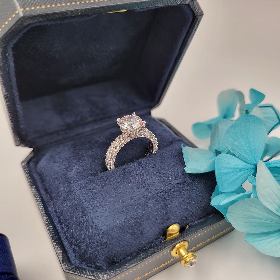 MR126 - 2 Carat Round Cut Moissanite 3-sided Pave Ring - 2卡圓形莫桑石三邊鑲鑽戒指