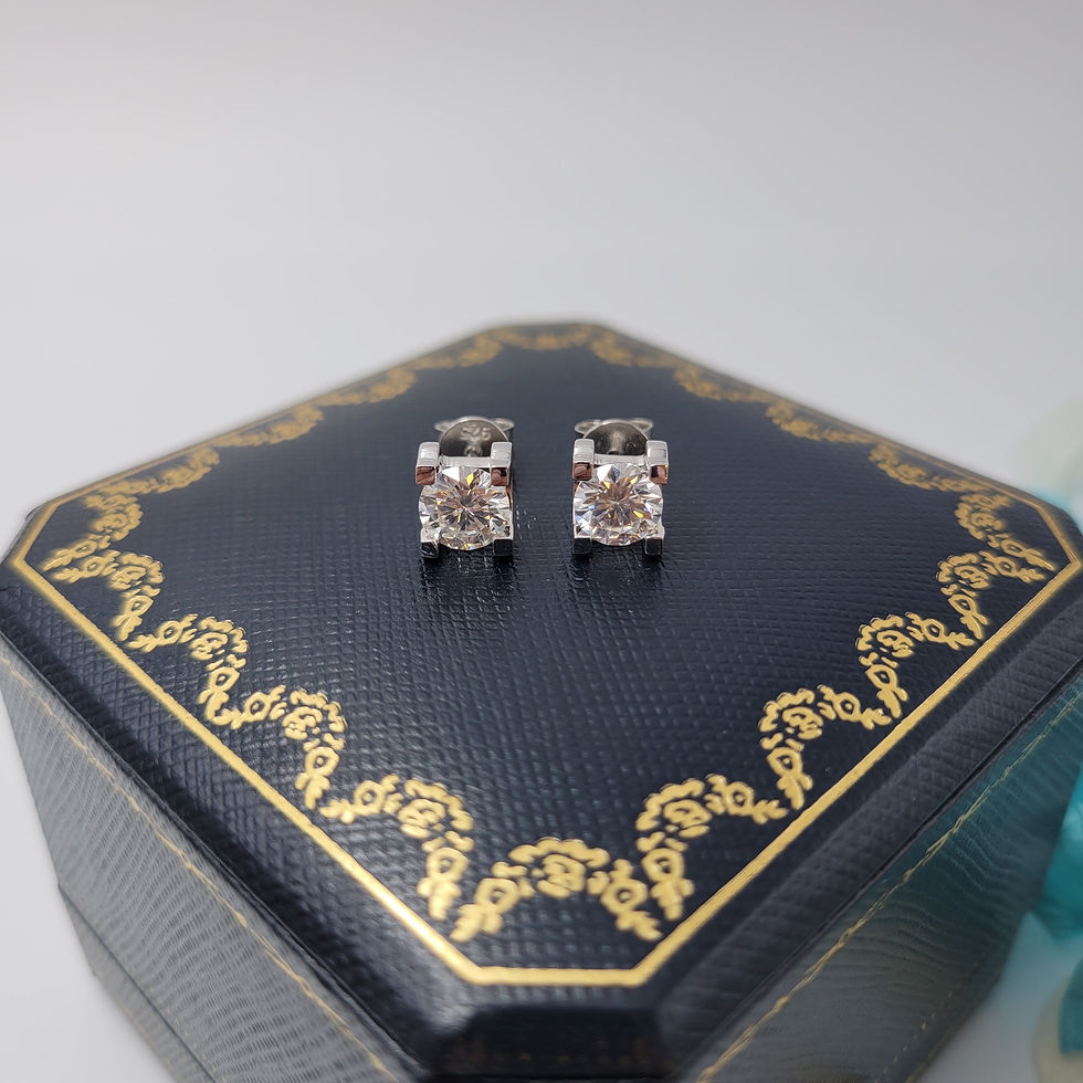 Thumbnail: ME49 - 2 Carat Horn Setting Moissanite Stud Earrings - 2卡圓形莫桑石牛角托耳釘