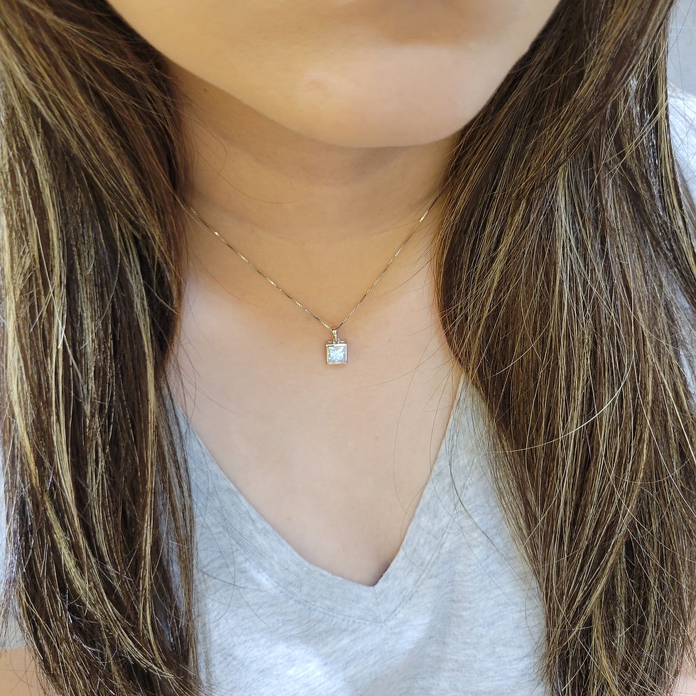 Thumbnail: MN20 - 1.5 Carat Princess Cut Moissanite Pendant With Necklace - 1.5卡公主方莫桑石吊墜連頸鏈
