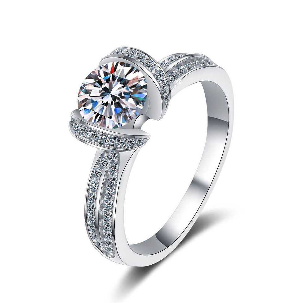 MR168 -1 Carat Round Cut Moissanite Channel Set Pave Ring - 1卡圓形莫桑石伴碎鑽戒