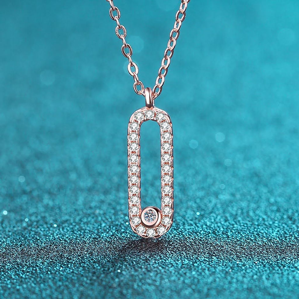 Thumbnail: MN98 - 0.28 Carat Rose Gold Moissanite Oval Frame Necklace - 28份玫瑰金莫桑石橢圓頸鏈